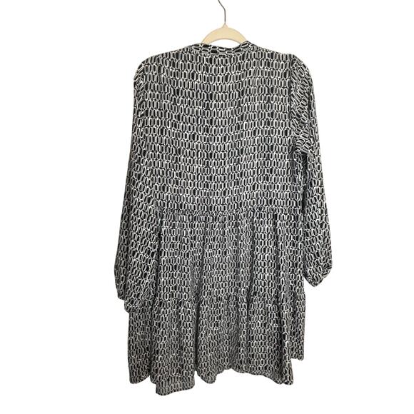 Nine West Black and White Geometric Tiered Mini Dress Size Medium - Picture 3 of 7